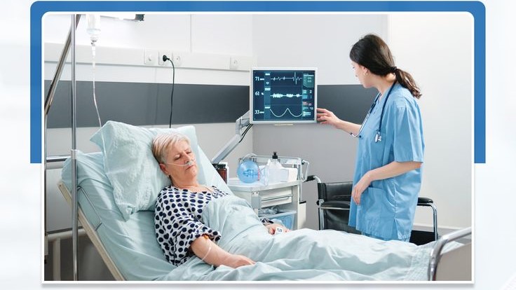 ICU monitoring equipment with alarms ensuring patient safety